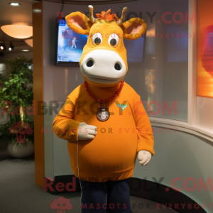 Orange Jersey Cow maskot...