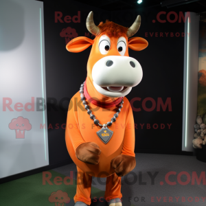 Orange Jersey Cow maskot...