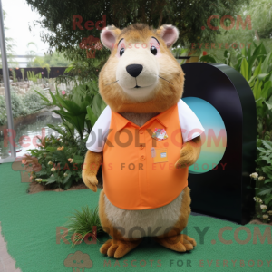 Peach Capybara mascot...