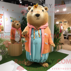 Peach Capybara mascot...