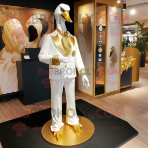 Gold Swan maskot drakt...