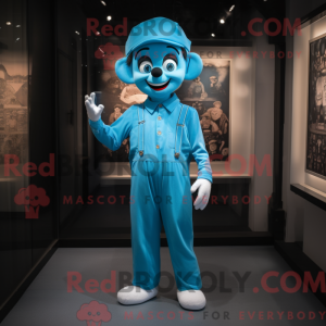 Cyan Mime-maskotdraktfigur...