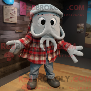 Silver Squid mascot costume...