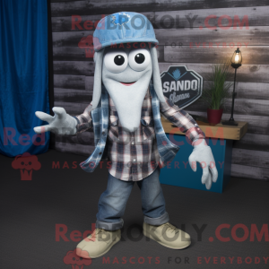 Silver Squid mascot costume...
