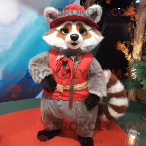 Grå rød panda maskot...