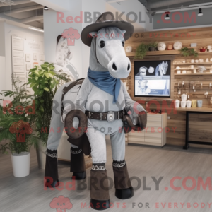 Grå hestesko maskot kostume...