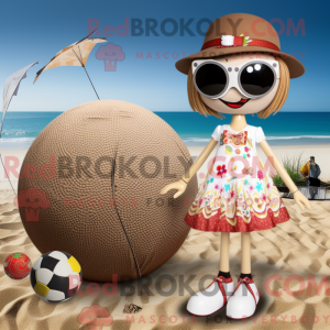 Tan Petanque Ball mascot...