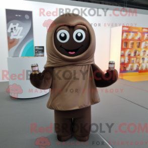 Fantasia de mascote de lata de refrigerante marrom com moletom e cachecóis - Mascotes de lata de refrigerante - RedBrokoly.com
