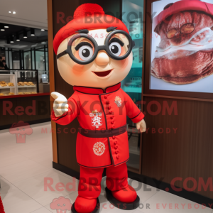 Red Dim Sum mascot costume...