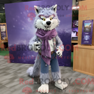 Lavendel Wolf maskot drakt...