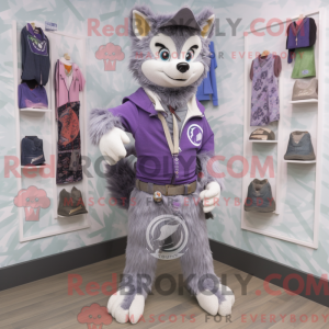 Lavendel Wolf maskot drakt...