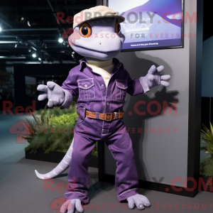 Paars gekko-mascottekostuum...