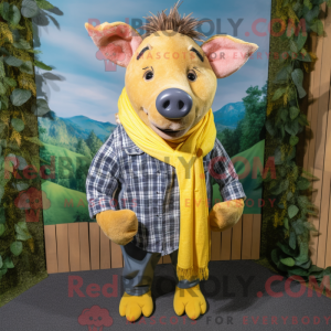 Gul vildsvin maskot kostume...