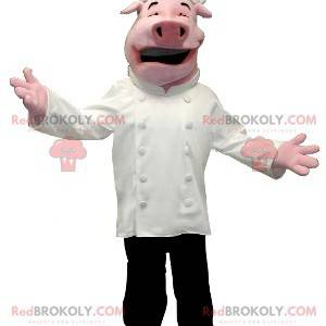Mascotte de cochon en tenue de chef cuisinier - Redbrokoly.com