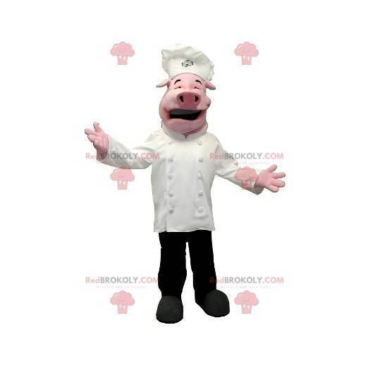 Mascota de cerdo vestida de chef - Redbrokoly.com