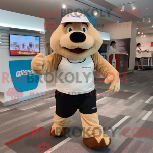 Beige Beaver mascot costume...