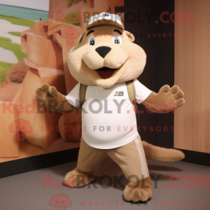 Beige Beaver maskot kostume...