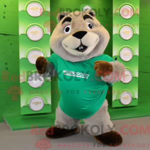 Green Marmot mascot costume...