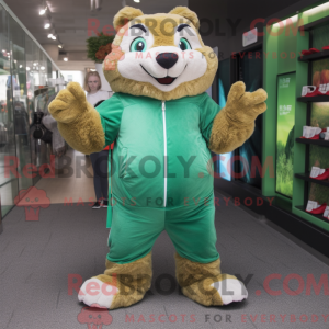 Green Marmot mascot costume...