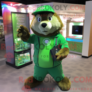 Green Marmot mascot costume...