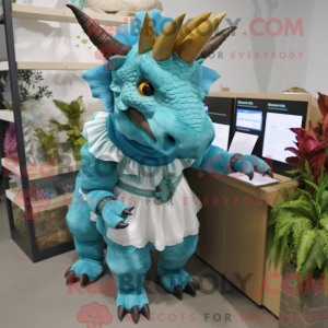 Turkis Triceratops maskot...