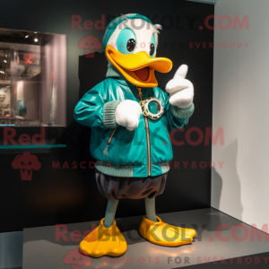 Maskotdraktfigur Teal Duck...