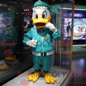 Maskotdraktfigur Teal Duck...