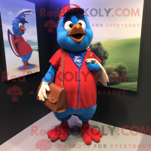Red Blue Jay mascot costume...