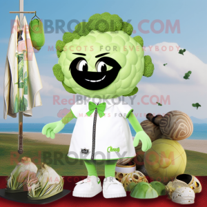 Vit Broccoli maskot kostym...