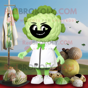 White Broccoli mascot costume character dressed with a Bikini and Earrings