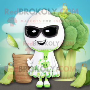 Vit Broccoli maskot kostym...