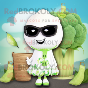 White Broccoli mascot costume character dressed with a Bikini and Earrings