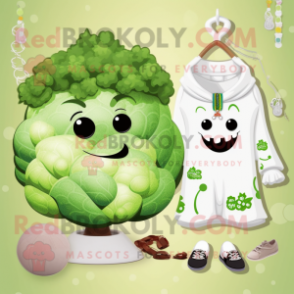 White Broccoli mascot costume character dressed with a Bikini and Earrings