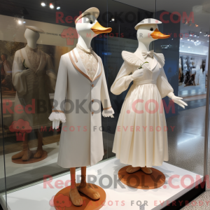 Beige Geese mascot costume...
