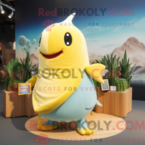 Gul Narhval maskot kostume...