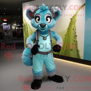 Cyaan Lemur mascottekostuum...