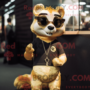 Gold Weasel maskot kostume...