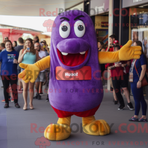 Purple Hot Dog mascot...