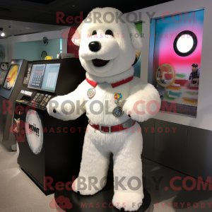 Witte hond mascotte kostuum...