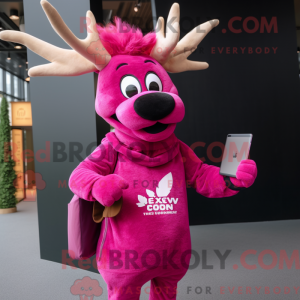 Magenta Elk maskot kostume...