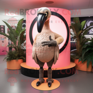 Tan Flamingo mascot costume character dressed with a Bodysuit and Rings