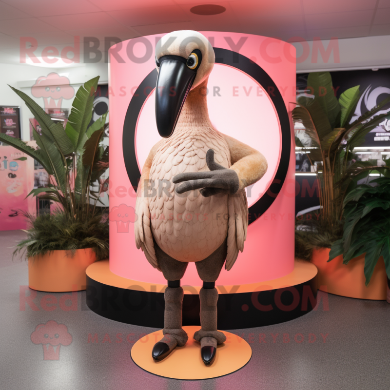 Tan Flamingo mascot costume character dressed with a Bodysuit and Rings Tan Flamingo mascot costume character dressed with a Bodysuit and Rings