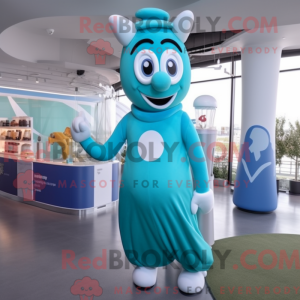 Teal Bottle Of Milk maskot...