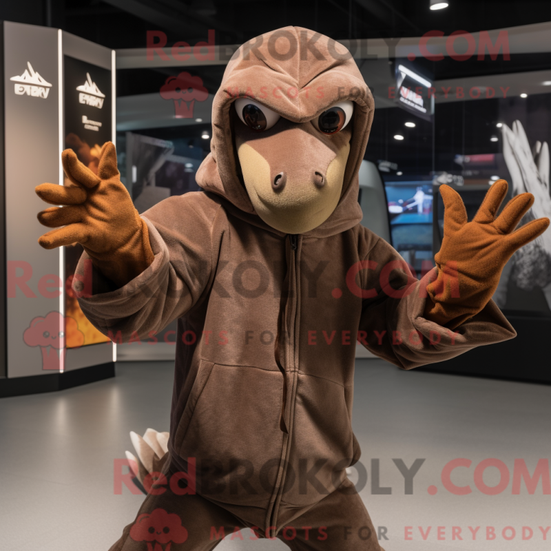 Fantasia de mascote de pterodáctilo marrom com moletom e luvas - Mascotes pterodáctilos - REBROKO_345577 - RedBrokoly.com