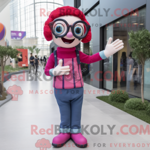 Magenta Mime maskot kostume...