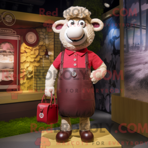 Maroon Sheep maskot kostume...