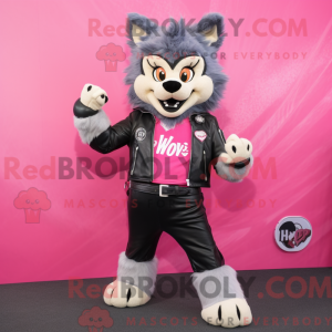 Pink Say Wolf Maskottchen...