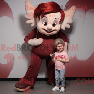 Maroon Amor maskot kostume...