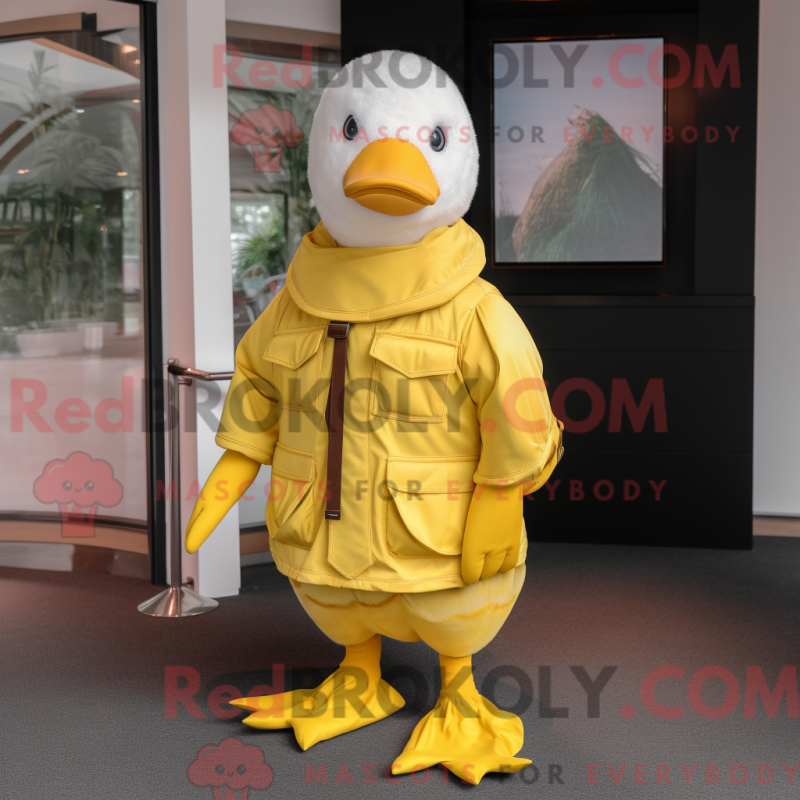 Gul gås máscara de carater drástico com jaqueta e cinto - Mascotes de ganso - REBROKO_345747 - RedBrokoly.com