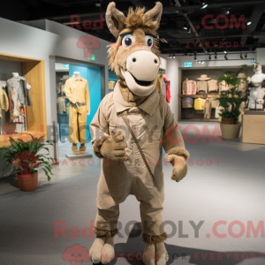 Tan Donkey maskot kostym...
